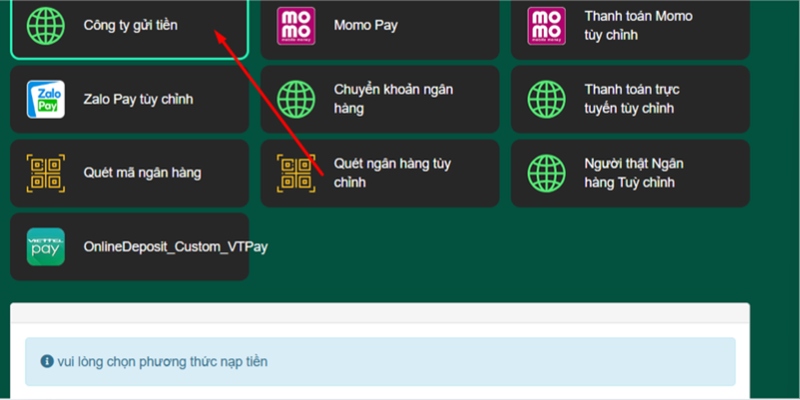 Nạp tiền nhà cái OK365 qua công ty