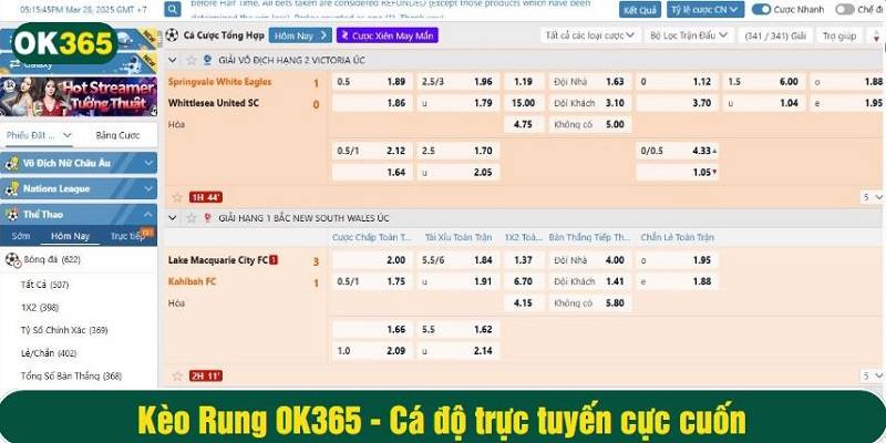 Kèo rung là hình thức đặt cược khi trận đấu đang diễn ra